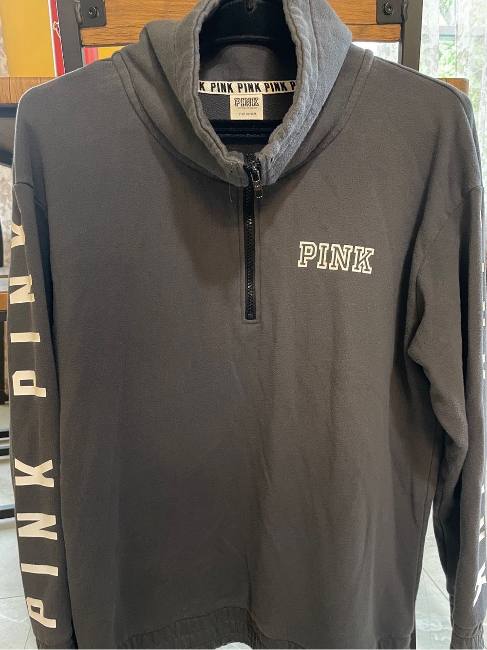 PINK Victoria's Secret Women’s Gray Quarter-Zip Pullover Sweatshirt